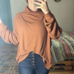 Burnt orange open back ribbed long sleeve